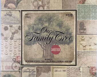 Bloc de papel cartulina para árbol genealógico de Paper Studio de 30 x 30 cm (55 páginas) para álbumes de recortes, técnicas mixtas y tarjetas.