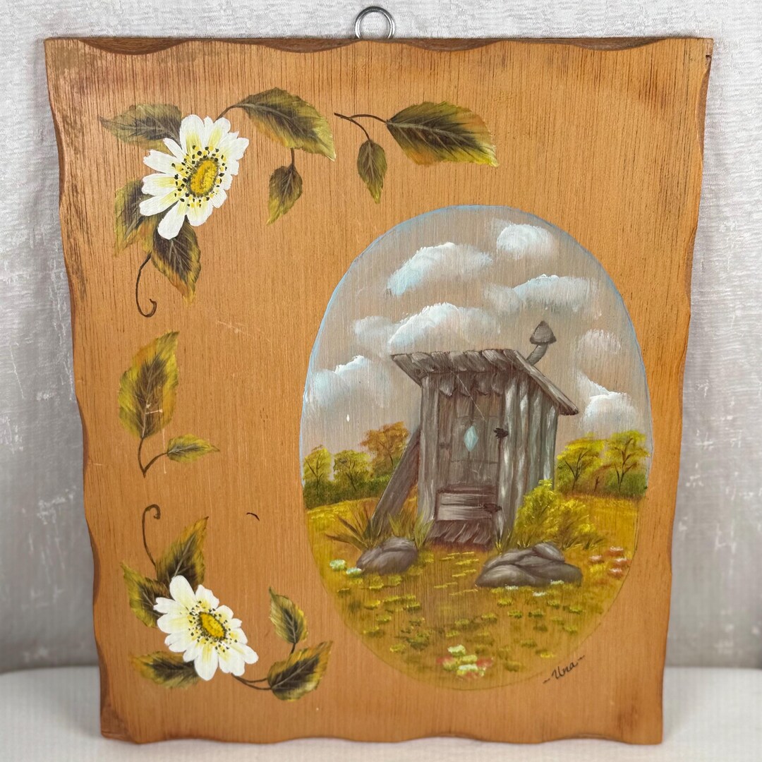 Used Wood Sign Vtg Wooden Hand Painted Sign Vintage Wood Outhouse Sign - Etsy