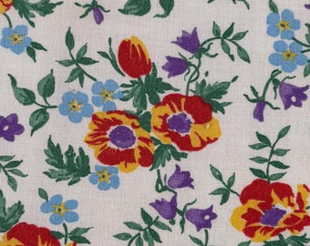 Saco de pienso vintage abierto de los años 30 y 40, saco de pienso, saco de harina, tela de algodón para acolchado, diario de recortes, estilo cottage core, amarillo, naranja, morado, floral.