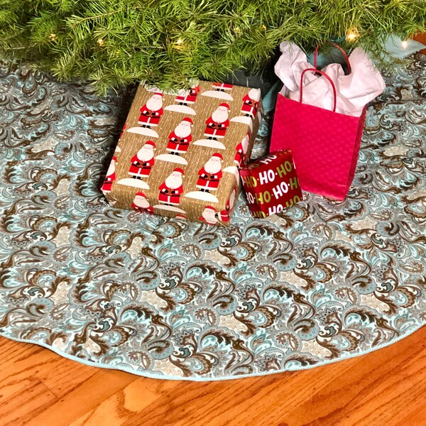 Aqua Christmas Tree Skirt 