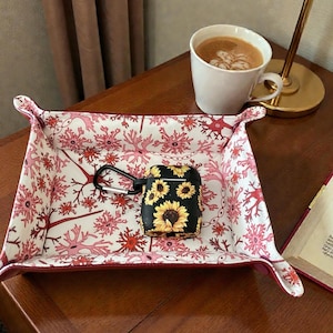 Fabric Valet Tray: Neuron Print, Collapsible Catch-All Tray, Father's Day, Husband, Grandfather, Dad Gift for Him