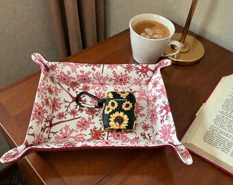 Fabric Valet Tray: Neuron Print, Collapsible Catch-All Tray, Father's Day, Husband, Grandfather, Dad Gift for Him
