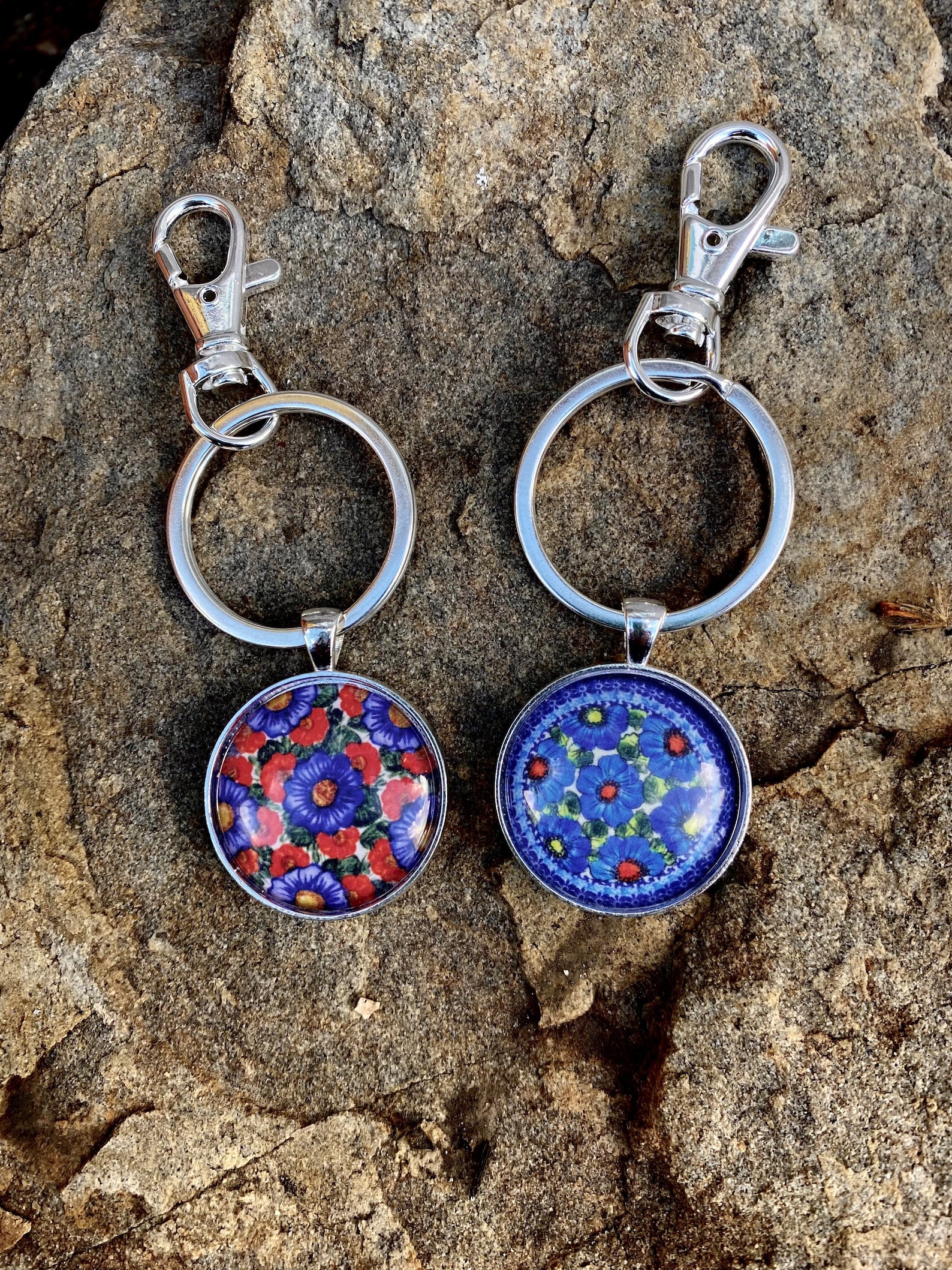Polish Pottery Pattern Keychain, Handmade Silver Key Ring - Etsy