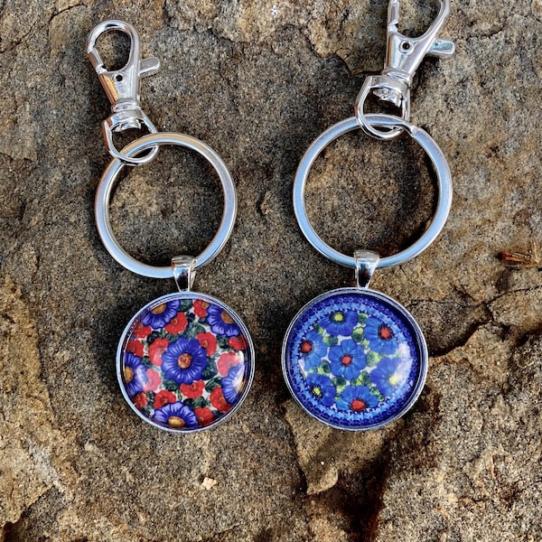 Polish Pottery Key Ring, Polish Pottery Gift, Unique Gift for Mom