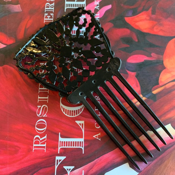 Victorian French Jet Mourning Hair Comb - image 3