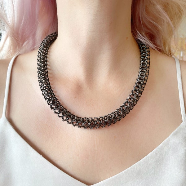 Georgian Patinated Steel Tubular Necklace