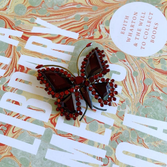 Large Georgian Vauxhall Glass Butterfly Brooch