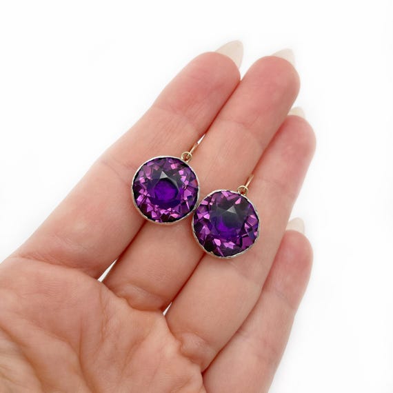 Georgian 'Amethyst' Paste Earrings