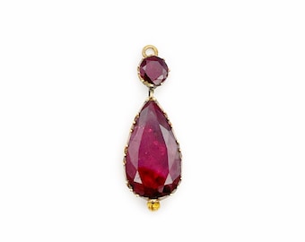 Georgian Foiled Garnet Pendant Drop in Gold