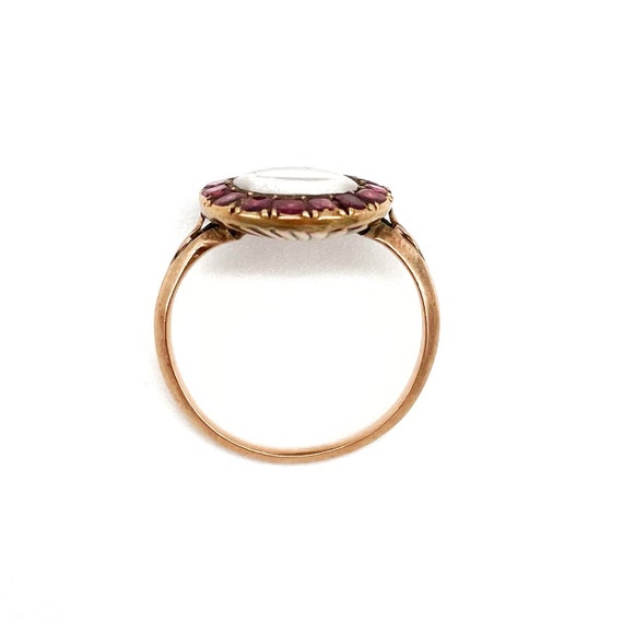 Georgian Garnet Halo Mourning Ring - image 5