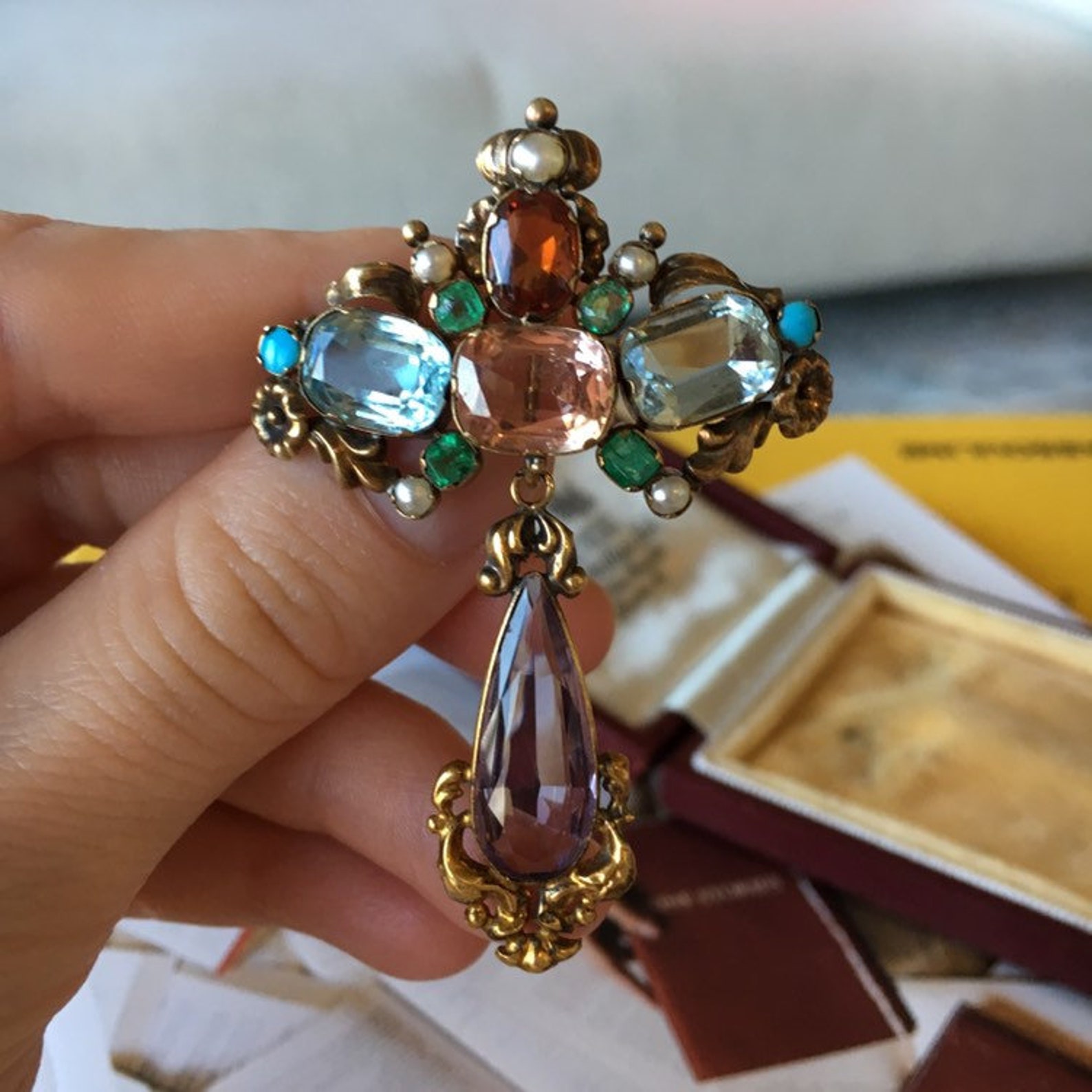 Victorian Multi-gemstone Girandole Brooch - Etsy