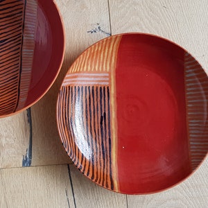 Red, Black and Yellow Ceramic Bowl, Handmade Pottery, Easter Gift,  Ramen/ Salad Serving Bowl, Pottery Gift, Kitchenware Pottery,