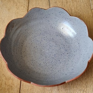 Light Blue Jean Color Bowl, Flower Shaped Handmade Ceramic Bowl, Ramen Bowl, Salad Serving Bowl, Handmade Pottery, Unique Special Gift.