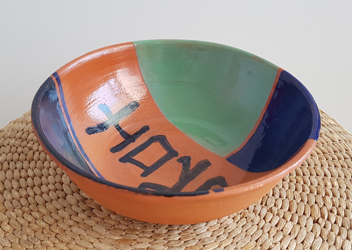 Green Blue and Black Ceramic Bowl Japanese Kanji Meaning | Etsy