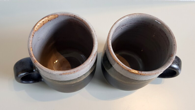 Coffee mugs, Black & Gray ceramic cappuccino cups, Medium coffee cups, Passover gift, Pottery, Thrown pottery, Anniversary present, image 5