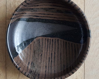 Black Large  Ceramic Serving Bowl, Pottery handmade, Wheel thrown pottery, Handmade pottery bowl, Hostess gift, Ceramic bowl, Salad bowl