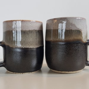 Coffee mugs, Black & Gray ceramic cappuccino cups, Medium coffee cups, Passover gift, Pottery, Thrown pottery, Anniversary present, image 2