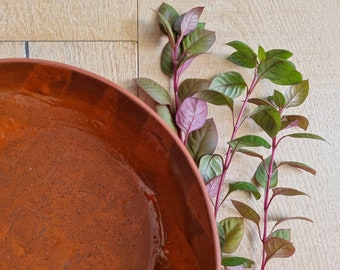 Copper Color Bowl, Handmade Big Ceramic Serving Bowl, Ramen Bowl, Salad Serving Bowl, Handmade Pottery, Tableware, Unique Special Gift.