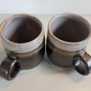 Coffee mugs, Black & Gray ceramic cappuccino cups, Medium coffee cups, Passover gift, Pottery, Thrown pottery, Anniversary present, image 4
