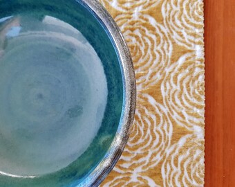 Blue green serving ceramic bowl, Large bowl, Pasta bowl, Stoneware dish, Pottery gift, Salad bowl, Handmade bowl, Housewarming present