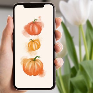Pumpkins Mobile Phone Wallpaper, Autumn Theme Wallpaper, Fall Background Screen, Smartphone Wallpapers, Digital Download