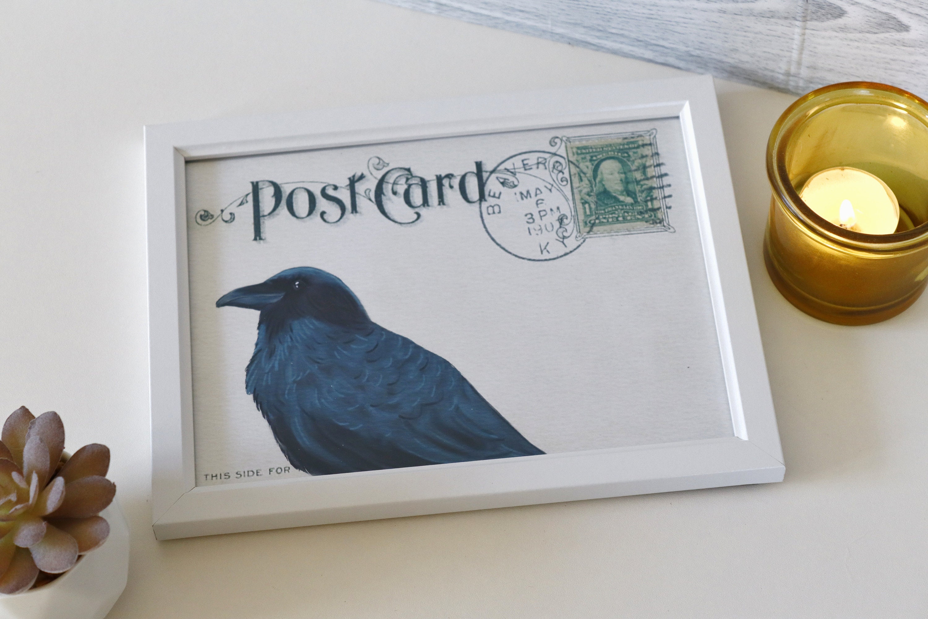 Watercolor Crow Postcard Print: Vintage Ephemera Art - Etsy
