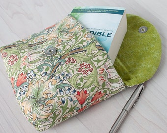 Golden Lily Book Bag, Bible Bag, Book Bag with Closure and Pocket, Custom Bible Cover, Book Pouch, Padded E-reader Envelope