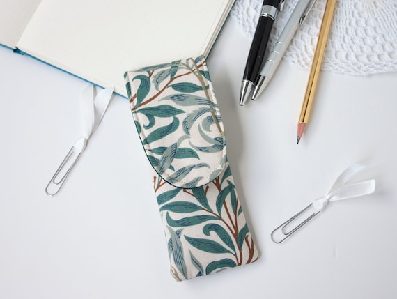 Slim Pencil Case, Skinny Pen Holder, Reading Glasses Pouch, William Morris  Willow Bough Case, Marker Case, Set of Three Gel Pens and a Case 