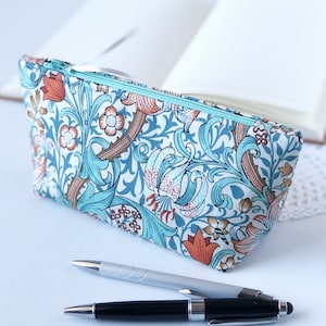 Estojo grande de algodão com zíper, porta-canetas, bolsa clutch Morris Fabric, bolsa para projetos com zíper, bolsa de maquiagem, porta-moedas, bolsa para artigos de higiene pessoal
