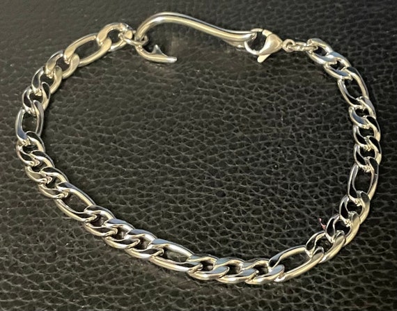 Stainless Steel Cuban Chain Fish Hook Bracelet, Fishing Jewelry, men,woman, Hook Bracelet