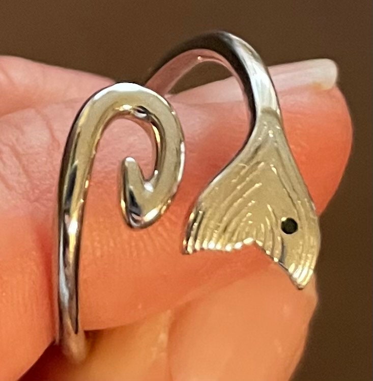 Fish Hook Ring Solid Sterling Silver Redfish Tail Hook ring Etsy
