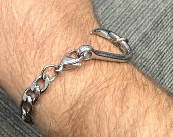 Fish Hook Bracelet Gifts for Men, Hooked on You Jewelry Gifts for Boyfriend  Husband, Christmas Anniversary Valentines Day Gifts for Him