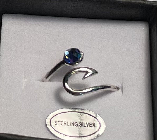 Sterling Silver Fish Hook Ring Adjustable up to Size 8 Etsy