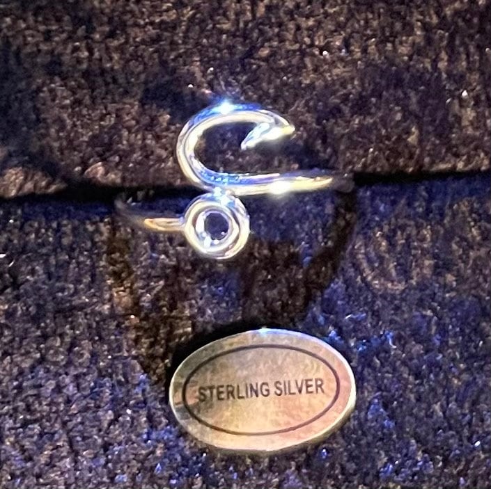 Sterling Silver Fish Hook Ring Adjustable up to Size 8 Etsy
