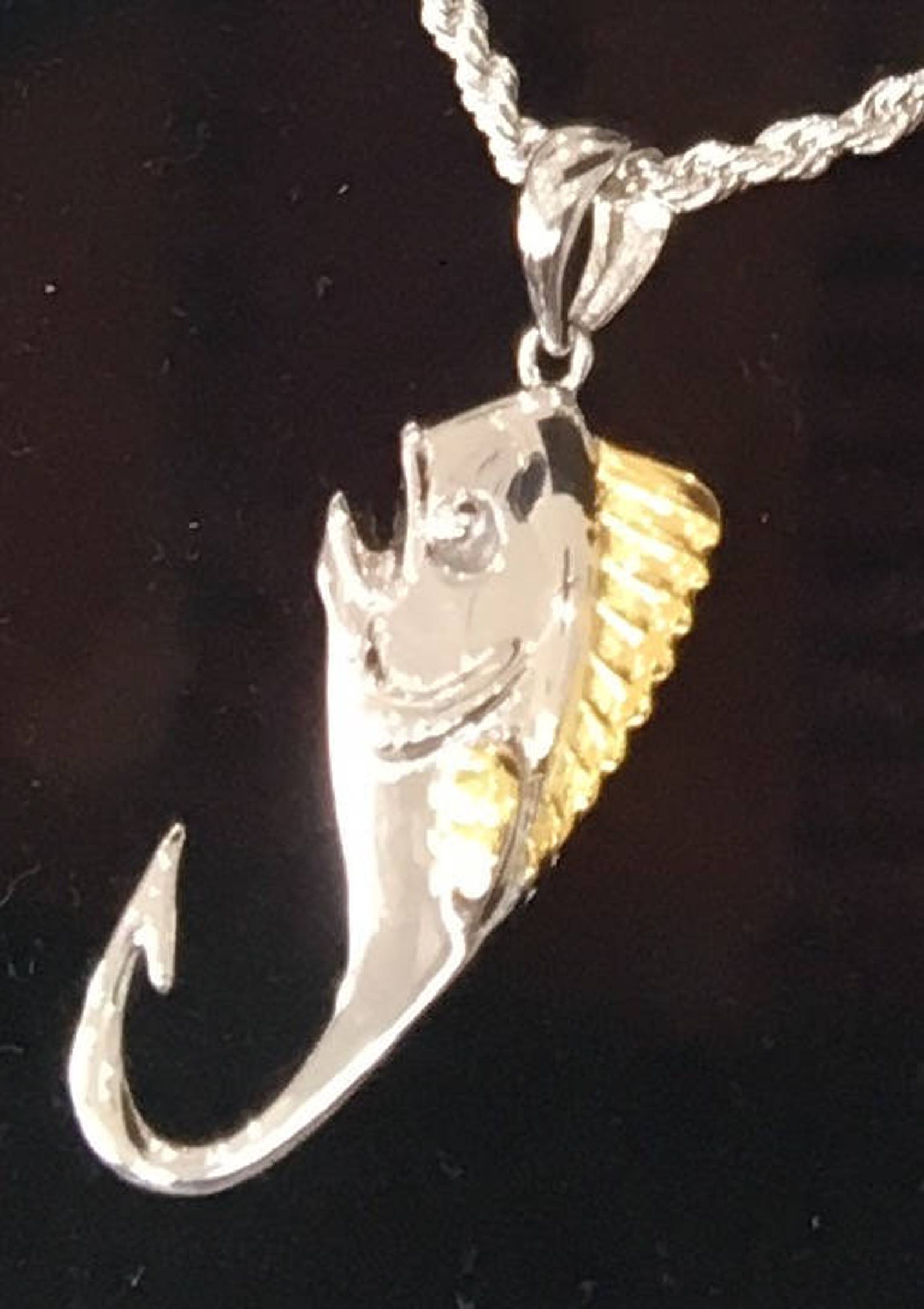 Fish Hook Pendant With Necklace Just Hookin Mahi Hook Etsy Denmark