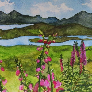 Foxgloves, Ireland Original Watercolor, One of a kind, Connemara, Ireland.
