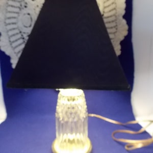 Old Glass and Brass Lamp - Square Black Shade