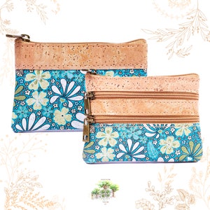Porte monnaie en liège bleu turquoise. Cuir végétal vegan friendly. Boutique Yok Cork