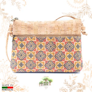Bolso bandolera de corcho Azulejos. Apto para veganos. CORCHO YOK