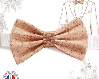 Brown and beige cork bow tie. YOK CORK eco-responsible craftsmanship.