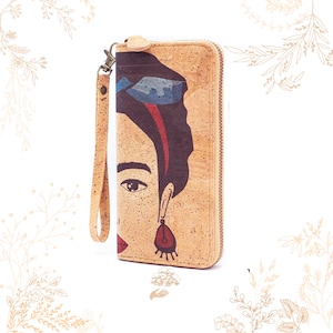 Cartera de corcho Frida Kahlo. Cuero vegetal vegano. Comprar corcho Yok