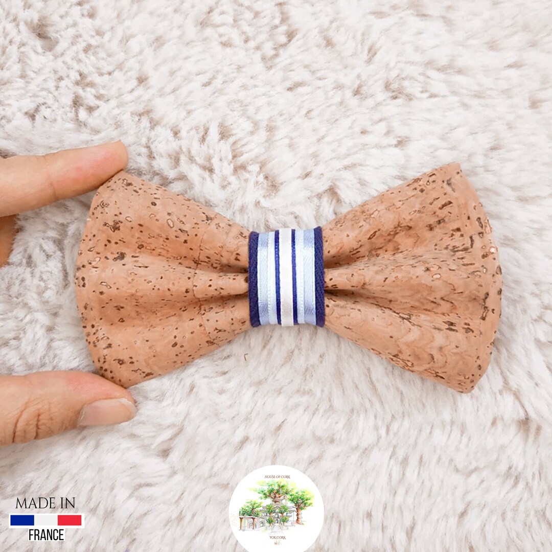 Gallery Detail: Blue And Beige Cork Bow Tie Eco Responsible Crafts Yok