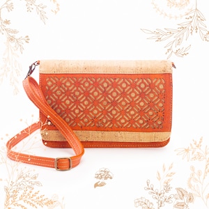 Sac orange en liège ARTELUSA. Artisanat écoresponsable adapté au véganisme. YOK CORK.