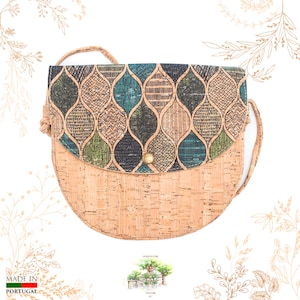 Petit sac bandoulière en liège. Motifs géométriques. Vegan friendly. YOK CORK