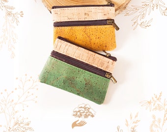 Cork bark purse. Mustard or green. Vegan-friendly. YOKCORK Shop