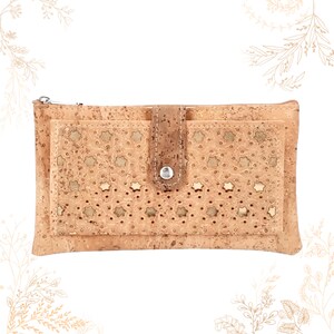 Portefeuille en liège naturel marron tabac. Boutique YOK CORK