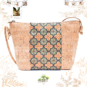 Petit sac en liège. Azulejos turquoise. YOKCORK