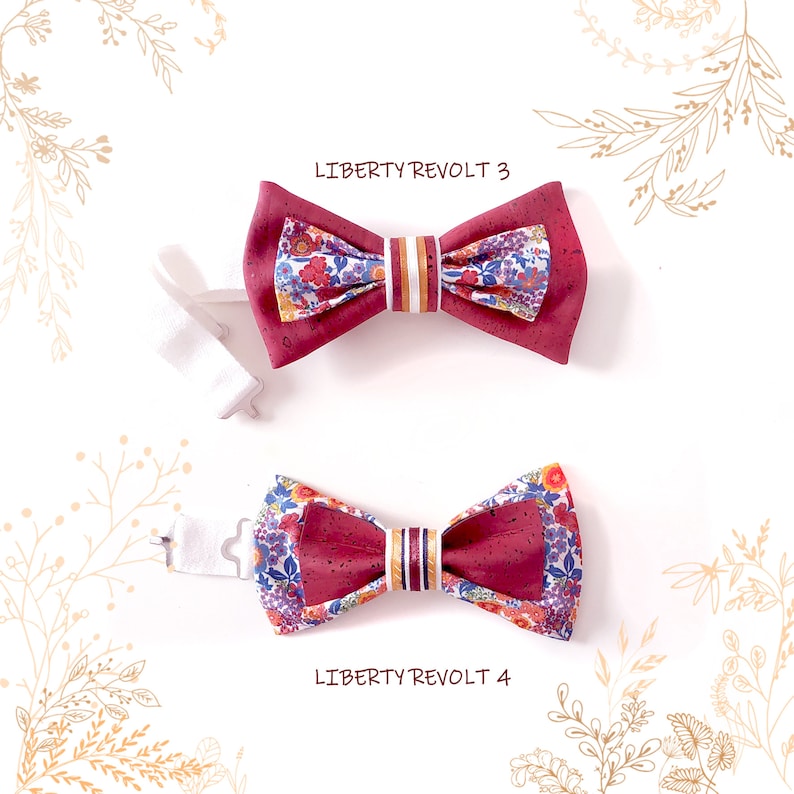 Red and blue cork bow tie. Ideal for a wedding. Eco-responsible crafts YOK CORK image 3