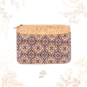 Grand porte-monnaie en liège. Motifs azulejos. Vegan friendly. Boutique YOK CORK
