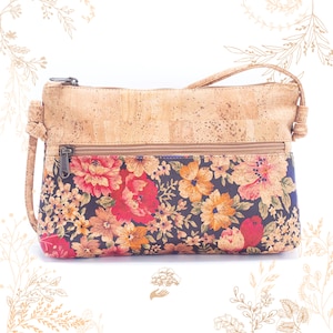 Sac en liège aux motifs de roses. Vegan friendly. Boutique YOK CORK